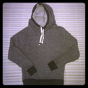 Scrunch neck gray drawstring hoodie